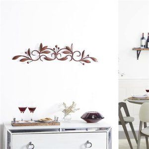 Metal Leaf Wall Decor, 32" x 1" x 8", Brown